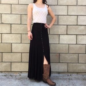 Ecote Urban Outfitters Black Maxi Button Skirt